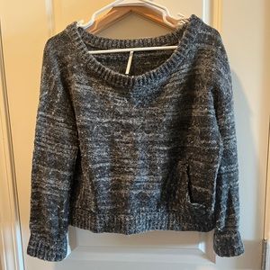Free People cropped charcoal gray sweater